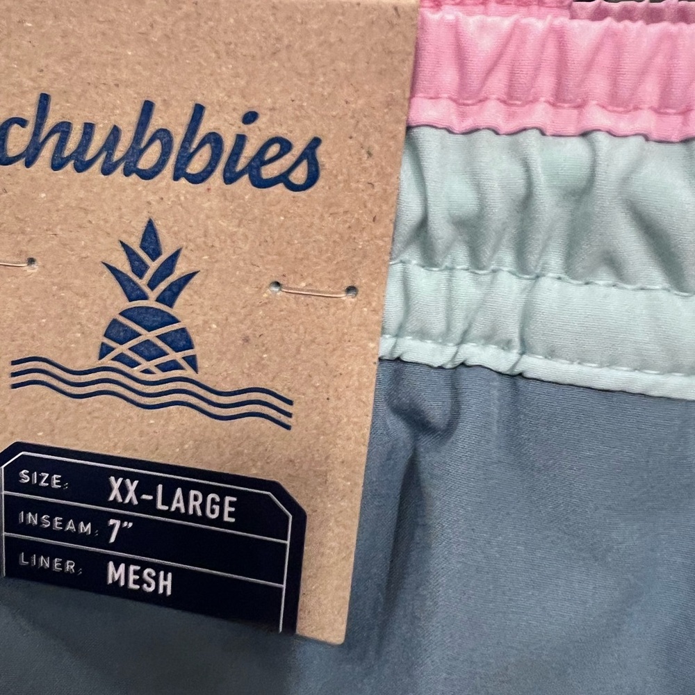 New with Tags $70 Men's CHUBBIES Sz. XXL 7" Blue Swim Trunks Mesh Gravel Road